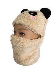 Kids Hooded Scarf Outdoor Hood Beige Hat