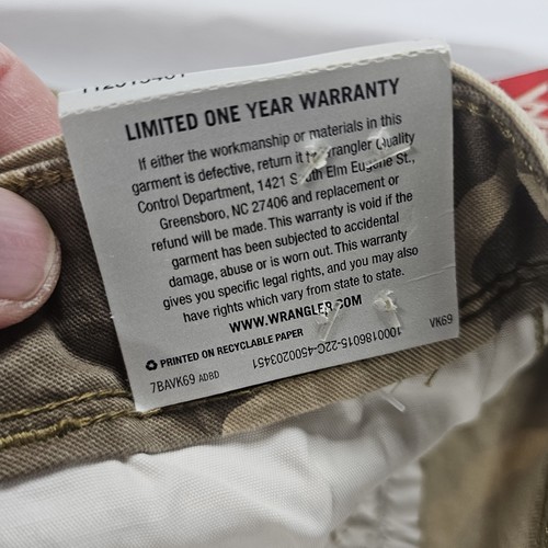 Wrangler Five Star Cargo Shorts Men's 34 Camouflage 10" Inseam Relaxed Fit READ⬇ - Picture 14 of 15