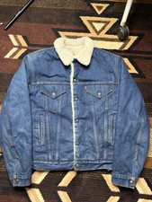 Levi's Vintage 80s Made In USA Denim Sherpa Lined Trucker Jacket Mens XL 44L