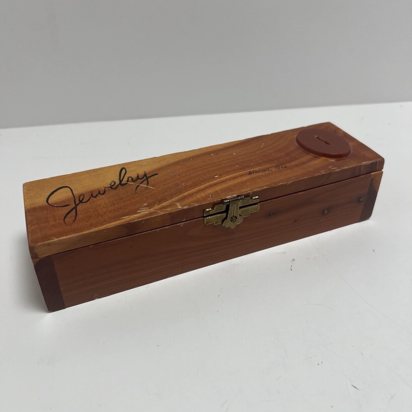 Vintage Cedar Wood Jewelry Box Miami FL Handmade