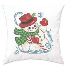 Herrschners® Vintage Snowman Pillow Cover Stamped Cross-Stitch Kit