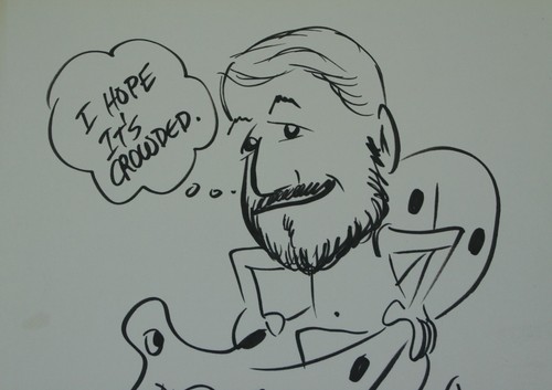 Nude Beach Caricature ESCO Electronics Corporation Hazeltine Cartoon Print - 第 2/7 張圖片