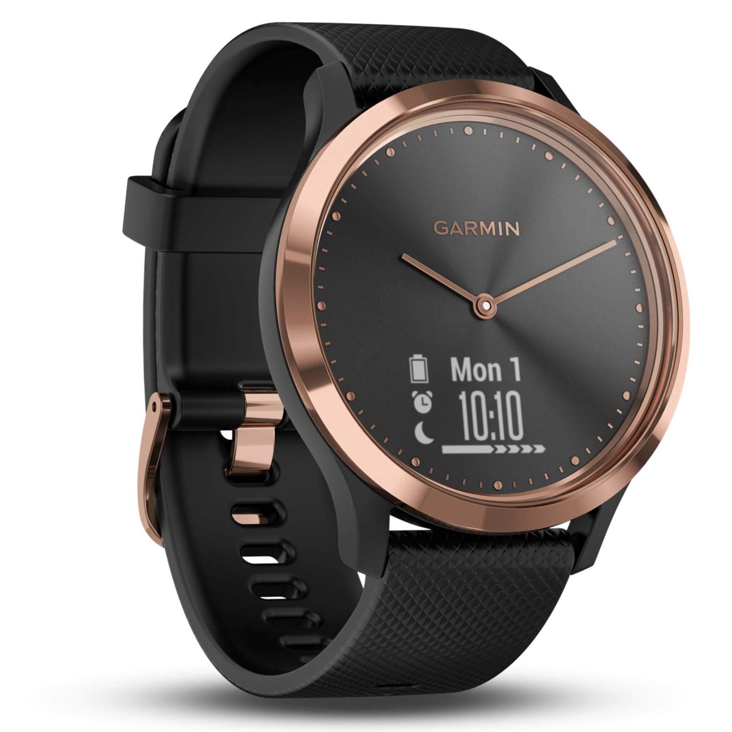 Reloj inteligente híbrido Garmin vivomove Hr (Pequeño Mediano) - oro rosadodo con negro B... Reloj inteligente híbrido Garmin vivomove Hr (Pequeño Mediano) - oro rosadodo con negro B...