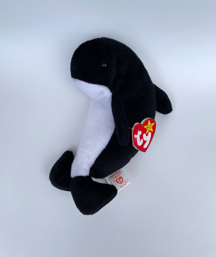 1996 TY Beanie Baby Waves the Whale Stuffed Animal Retired (Canada Tush Tag) 7"