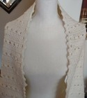 Vintage Crocheted Fringe Wrap Ivory White Handmade Shawl — photo 2