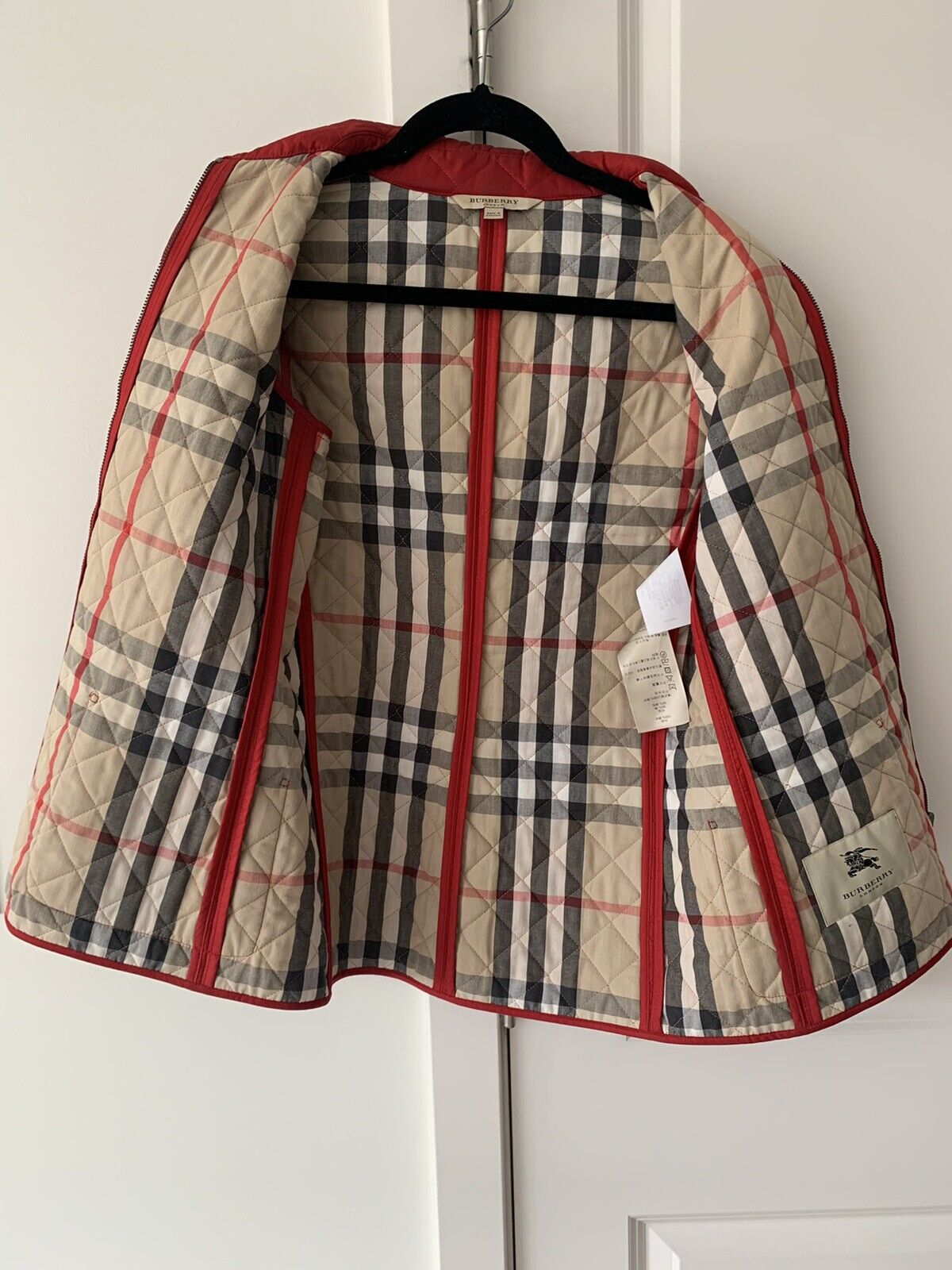 Authentic Burberry Nova Check Lined Short Quilted Jacket, Size XS