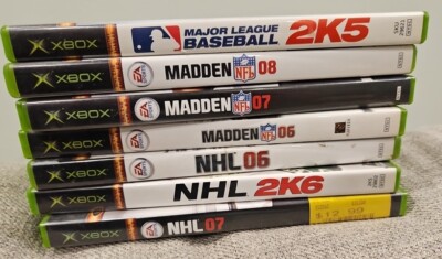 Madden 08, 07 & 06, NHL 06, 2K6, & 07 & MLB 2K5 (Microsoft Xbox) Complete CIB 