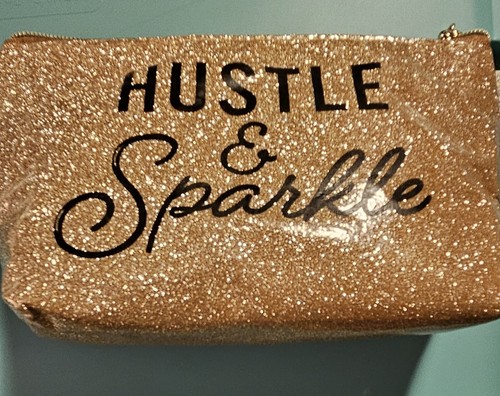 "Hustle & Sparkle " Vinyl Glitter Makeup Bag
