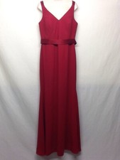White By Vera Wang Sleeveless Long V Neck Crepe Satin Apple Gown Size 14    +p-1