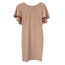 Calvin Klein Flutter Sleeve Sheath Dress Women 6 Lined Pink Career Cocktail Chic