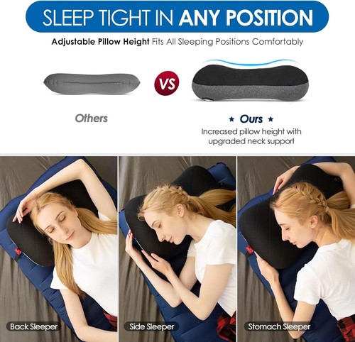 HIKENTURE Camping Pillow with Removable Cover - Ultralight Inflatable Pillow for - Picture 3 of 11