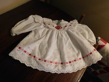 Alexis Baby Dress Vintage USA White Eyelet Red Rosebud 6 Month