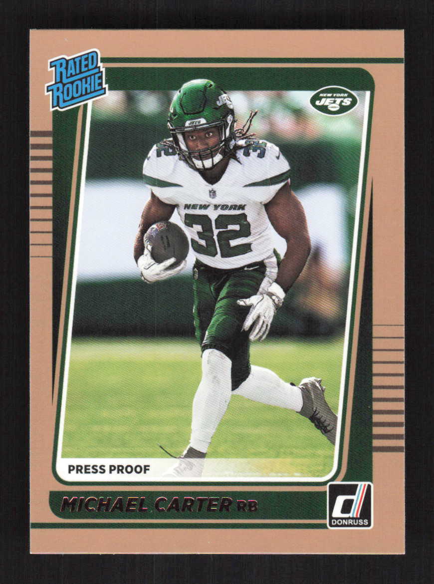 Michael Carter 2021 Donruss Press Proof Bronze New York Jets Rookie #268