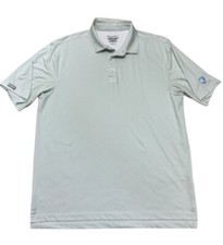 Straight Down Polo Shirt Mens Large Performance Golf Yellow  Blue Dots