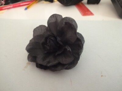 Broche Décorative Fleur En Organza Noire - Accessoire Vintage Pour Vêtements Clairs