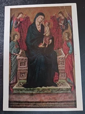 postcard art Duccio Virgin and child with four angels unposted