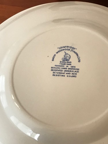 Enoch Wedgwood (Tunstall) Ltd. 'Countryside' Blue Dinner Plates - Four (4) - 10" - Picture 5 of 6