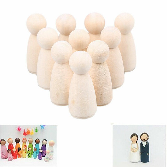 1.38/"-2.56/" Natural Unfinished Wooden Dolls Unisex Peg Dolls Wedding Cake Topper