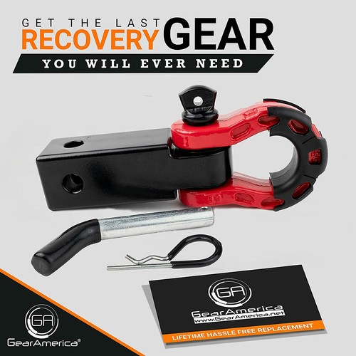 GearAmerica Aluminum Hitch Receiver 2"x2" Black + Red Mega Shackle | 32,000 LBS - Imagen 7 de 7