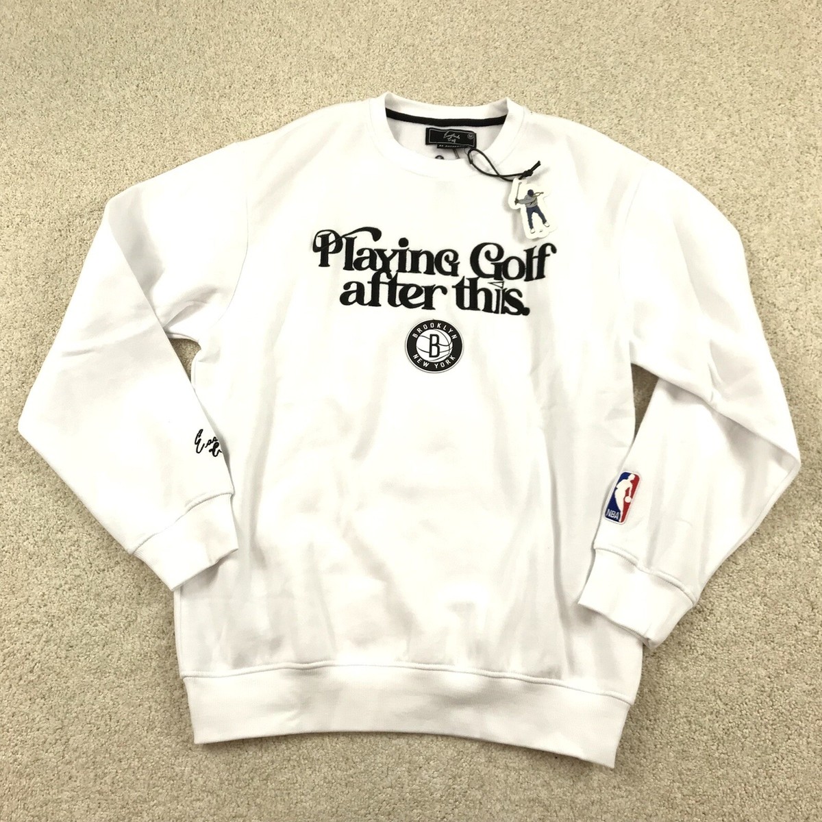 Eastside Golf Brooklyn Nets Crew Neck Sweater Mens Medium White