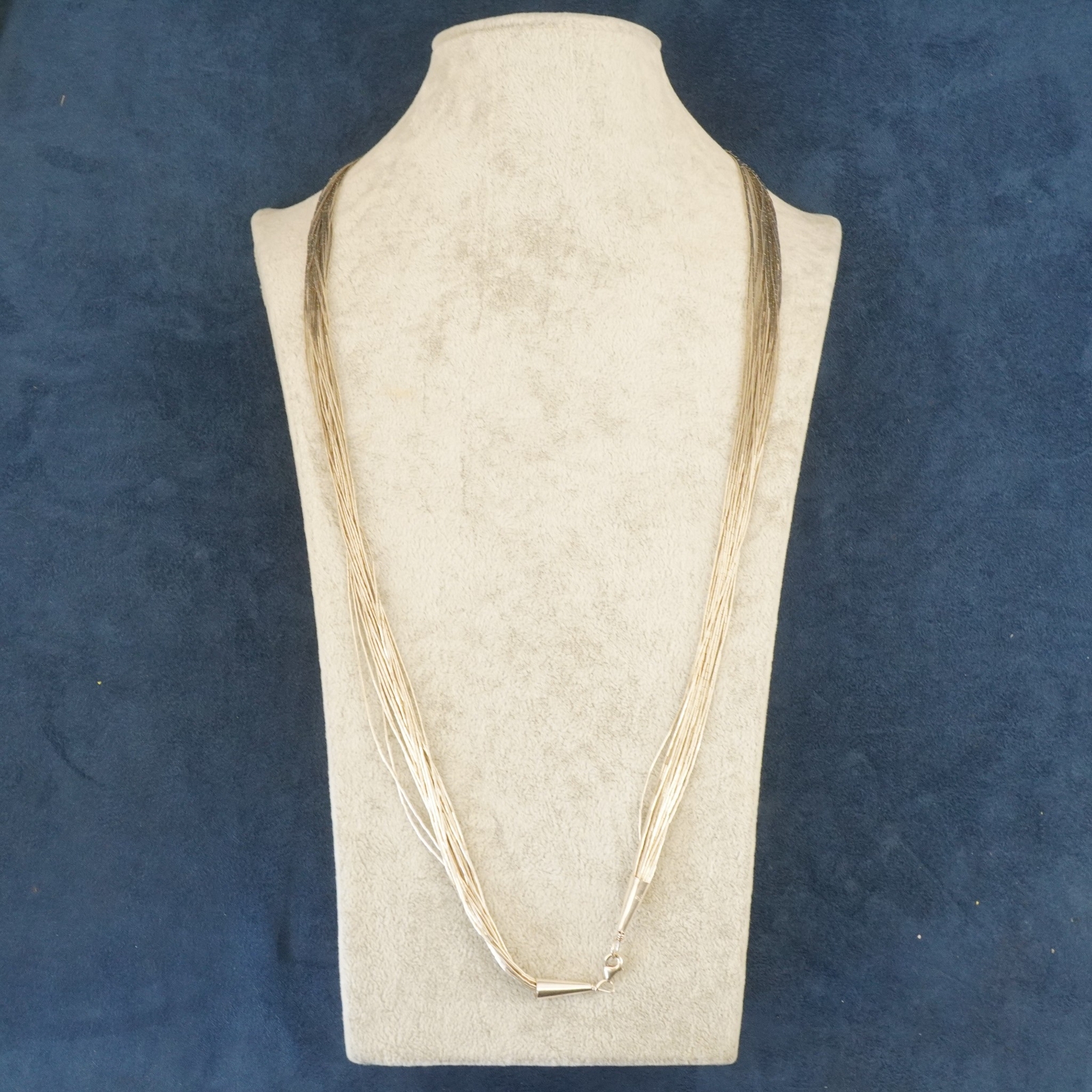 Delicate Sterling Silver Beaded Thread Necklace -… - image 1