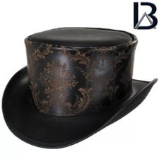 Leather Top Hat Victorian Gothic Top Hat Fashion Hat Steampunk Leather top Hat