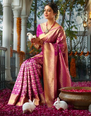 Bollywood Hochzeitskleidung Designer Banarasi weiche Seide Sari, indischer Party Sari KT-2
