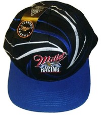 Miller Beer Nascar Racing Mens Vintage 90s Black Snapback hat Cap Swirl New 