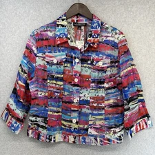 Linear Womens Sheer Blouse Size Large Multicolor Sheer Lightweight New with Tags