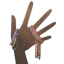 Single Row Stretch Rhinestone Bracelets Set of 12 Assorted Colors