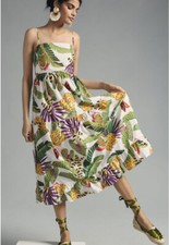 New Farm Rio Anthropologie Striped Forest Maxi Dress Size L NWT