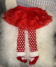 Bearington Baby Girls Red Holiday Tutu w/White Polka Dot on Red Tights 12-24 M