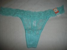 LADIES LACE THONG BRIEF PANTY SIZE 8 / XL BY FLIRTITUDE ARUBA BLUE COLOR NWT