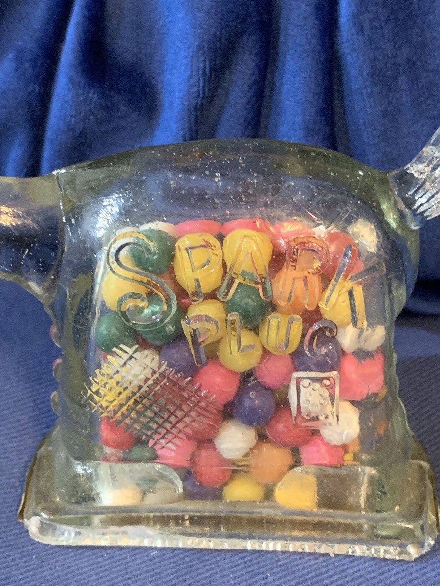 Vintage 1923 SPARK PLUG Barney Google Comic Glass CANDY CONTAINER