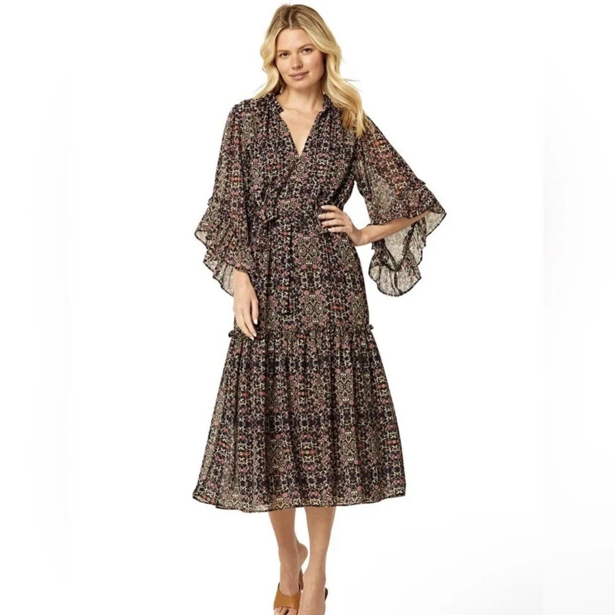 tiered blue midi dress English Factory
