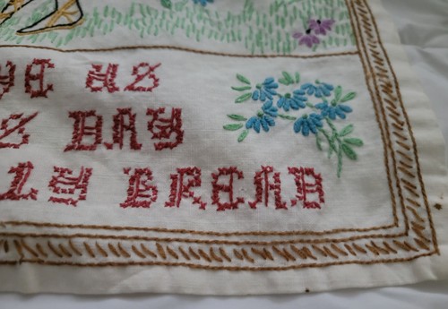Bible Verse Embroidery Dresser Scarf Vintage Set Of 2 10"x10"/ 12"x18" See Photo - Picture 14 of 21