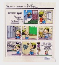 PAT BRADY Autographed 'Rose is Rose' Newspaper Cartoon ~ Certified