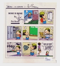 PAT BRADY Autographed 'Rose is Rose' Newspaper Cartoon ~ Certified
