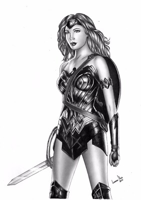 Wonder Woman by Leandro Maia - Original Comic Art Drawing Supergirl Batman 11x17