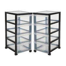 2 x Rollwagen Bürowagen Rollcontainer Badwagen Schubladenwagen Kunststoff