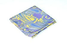 Lord R Colton Masterworks Pocket Square - Essex Saffron Paisley Silk - 75 New