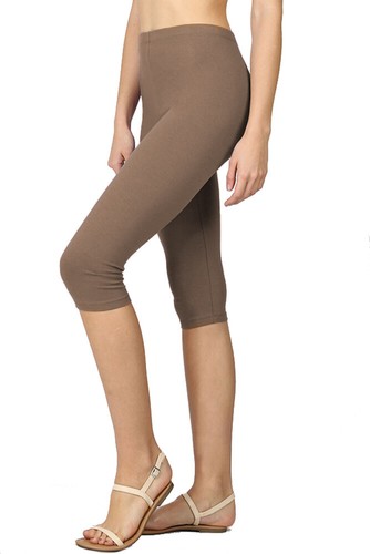 Womens Seamless Soft Cotton Stretch Basic Capri Knee Leggings - Picture 61 of 86