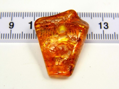 Amuleto colgante ámbar báltico con agujero marrón coñac transparente natural 0999 - Imagen 3 de 13