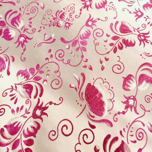 Floral Jacquard Satin Fabric Faux Silk Cloth for Bag Dress Upholstery Retro Trim - Picture 5 of 16