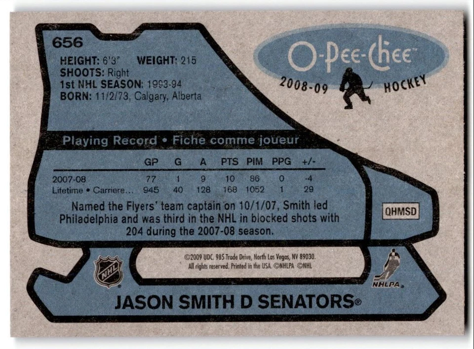 2008-09 O-Pee-Chee '79-80 Retro Jason Smith #656 Ottawa Senators - Image 2 of 2