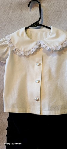Girls Size 6 Three Piece Black Corduroy Jacket Pants And White Blouse - Picture 4 of 11