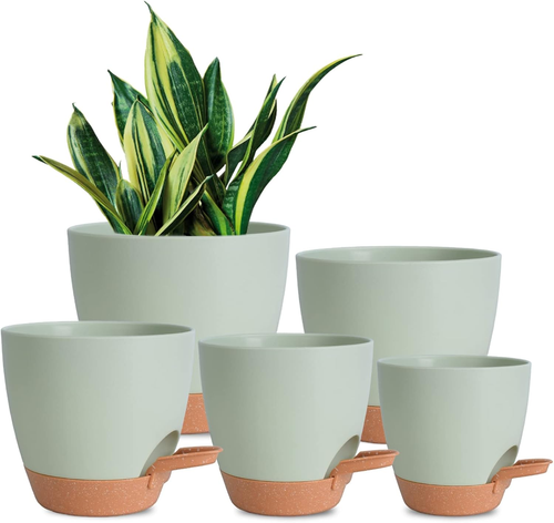 5Pack Self-Watering Planters Flower Plant Pots for Indoor House Plants Drainage