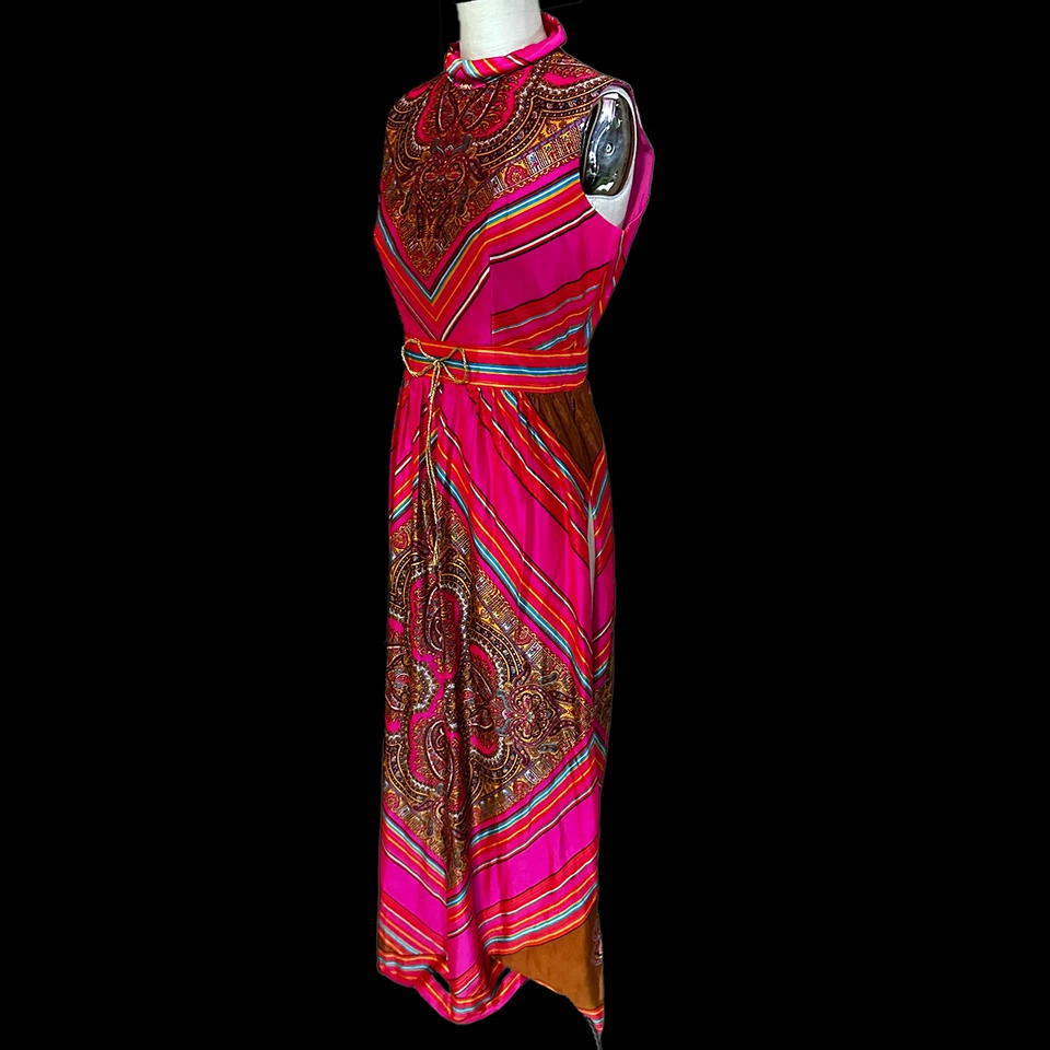 复古 Slax n' Stuf 60 年代女主人长裙-迷幻粉红色 20 世纪 60 年代小号 — 第 2/4 张图片