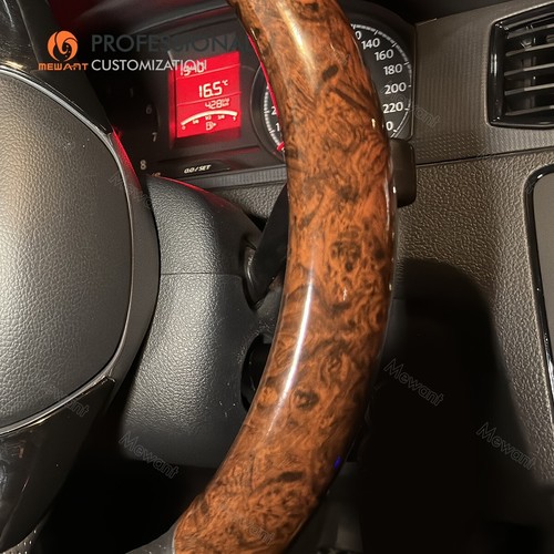 MEWANT Mahogany Pattern Real Leather Steering Wheel Cover for Volkswagen Golf 7 - Picture 6 of 11