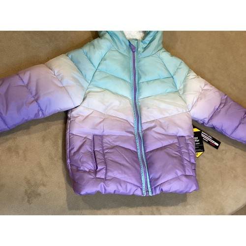 Girls - NWT Cozy Puffer Coat, size 3T coat with ombré colors from purple to blue - Picture 2 of 12
